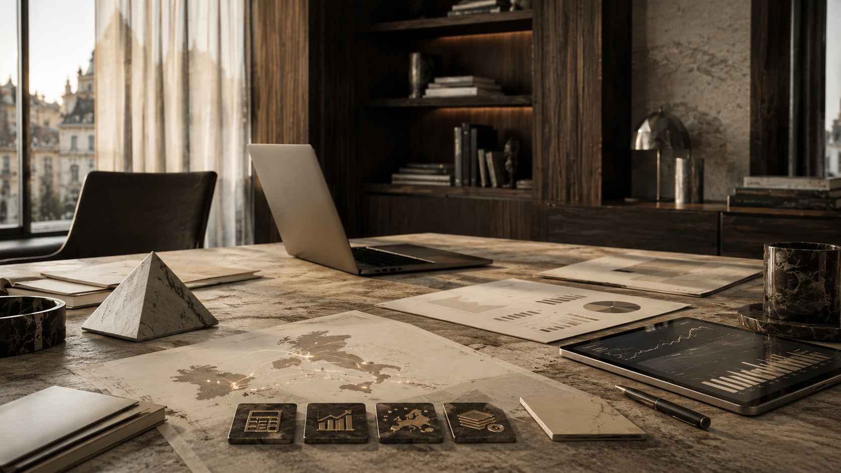 Strumenti di lavoro e materiali ordinati su una scrivania contemporanea: rappresentano chiarezza, metodo e risposte operative.